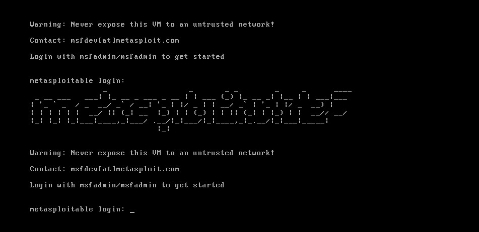 Metasploitable 2 login screen